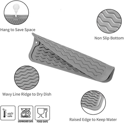 MicoYang Silicone Dish Drying Mat for Multiple Usage,Easy clean,Eco-friendly,Heat-resistant Silicone Mat for Kitchen Counter or Sink,Refrigerator or Drawer Liner Grey S 12 inches x 6 inches - Image 3