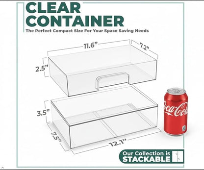 Sorbus Acrylic Storage Containers - 4 Pack, Stackable Storage Bins Set for Bathroom Organization - Clear Acrylic Drawer Organizers - Makeup Case Pull-Out Drawers (12.1’’ Wide)