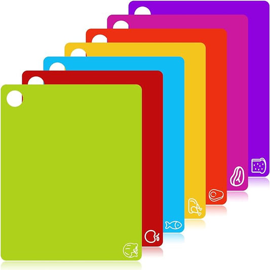 GoodLuck 7 Pieces Flexible Cutting Boards with Hanging Hole, BPA Free Plastic Cutting Boards for Kitchen, Non Slip Cutting Mat for Meat and Vegetables by GoodLuck