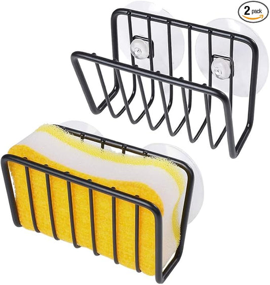 Toplife Sponge Holder for Kitchen Sink, Rust-Proof Suction Cup Sponge Caddy - Black - 2 Pack by Toplife