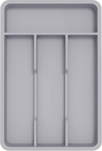 Lifewit Silverware Drawer Organizer Tray, Plastic Cutlery Storage for Kitchen, Flatware and Utensil Holder Divider for Spoons Forks Knives Tableware, 7.8 x 12.4", 4 Slots, Gray by Lifewit