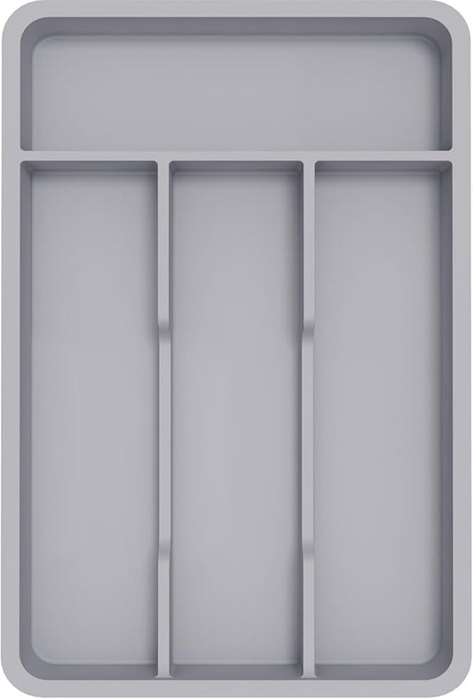 Lifewit Silverware Drawer Organizer Tray, Plastic Cutlery Storage for Kitchen, Flatware and Utensil Holder Divider for Spoons Forks Knives Tableware, 7.8 x 12.4", 4 Slots, Gray by Lifewit