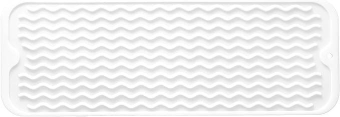 MicoYang Silicone Dish Drying Mat for Multiple Usage,Easy clean,Eco-friendly,Heat-resistant Silicone Mat for Kitchen Counter,Sink,Bar,Bottle,or Cup White M 17 inches x 6 inches by MicoYang