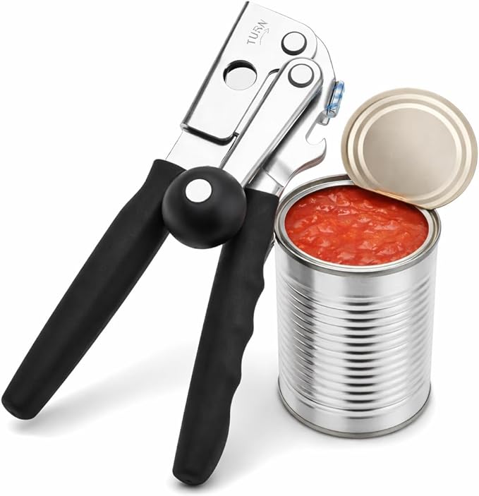 Commercial Can Opener, Heavy Duty Manual Can Opener for Large Cans, Hand Crank Can Opener with Magnetic Lid Lifter, Stainless Steel with Bottle Opener by ALLVANA