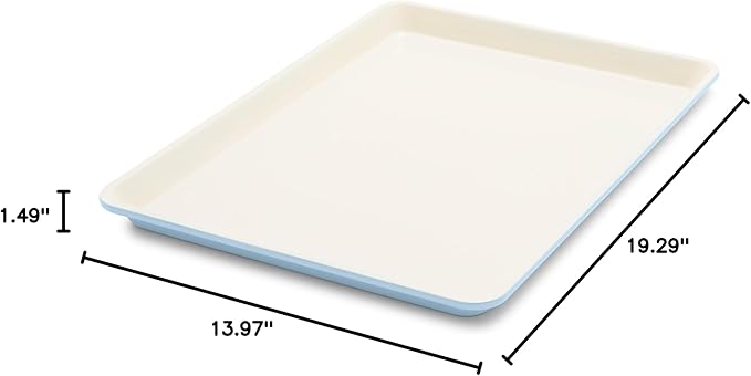 GreenLife Bakeware 18” x 13” Half Cookie Sheet Baking Pan, Non-Toxic PFAS-Free Healthy Ceramic Nonstick, Oven Safe to 450°F, Easy Release, Even Heating, Easy Clean, Blue Haze