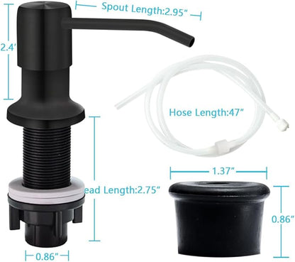 Soap Dispenser for Kitchen Sink, Countertop Soap Dispenser Pump, 47" Silicone Extension Tube Connect to The Soap Bottle Directly, Say Goodbye to Frequent Refills (Black) - Image 7