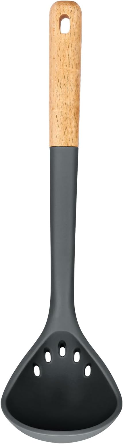Large Silicone Ladle Spoon for Soup, Non Stick Kitchen Utensils with High Heat Resistant, BPA Free, Perfect Kitchen Tools for Cooking, Stirring,Serving Soups, 13.2inch (Grey)