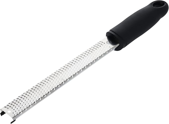 MasterChef Lemon Zester Grater with Handle, Kitchen Tool for Zesting Citrus Fruits & Finely Grating Parmesan Cheese, Garlic, Ginger, Coconut, Nutmeg, Wasabi, Chocolate etc, Stainless Steel, 12 inches by MasterChef