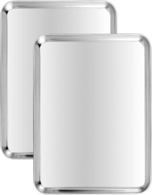 Stainless Steel Baking Sheet Set of 2, Cookie Sheet Baking Sheet Pan (17.5'' x 13'' x 1.1”, 2 Pack) by Kichwit