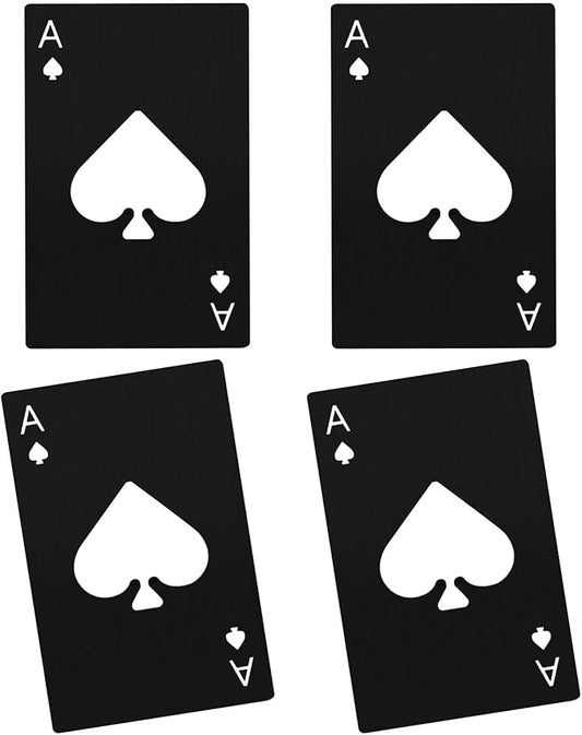 Ace Of Spades Bottle Opener Credit Card Size Pocker Cap Opener Portable Stainless Steel Can Opener (4 Pack Black) by Airoads