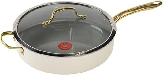 T-Fal Preserve Ceramic Nonstick Saute Pan with Lid 5.5 Qt, Oven and Broiler Safe up to 350°F Cookware, Frying Pan, Stay-Cool Handle, Skillet Pots and Pans, Beige by T-falbrand
