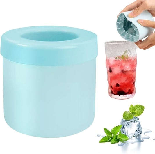 Cylinder Silicone Ice Cube Mold, New 3D Ice Cubes Maker, Decompress Ice Lattice, Press-Type Easy-Release Ice Cup (Blue-Green) (NEWZBB-Blue-Green)