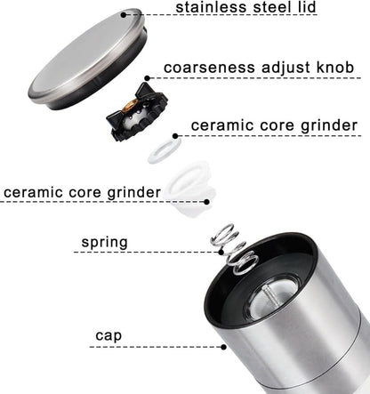 Gulex® Salt and Pepper Grinder Set, Pepper Mill, Sea Salt Shaker Grinder Refillable, Adjustable Coarseness, Stainless Steel with Ceramic Rotor(Seasoning not included) - Image 5