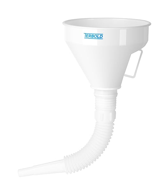 Automotive Flex Funnel with Hose | Wide Mouth Flexible Oil Funnel for Automotive Use - Gas, Transmission Fluid, Car Fuel, Oil Change (White) by Terbold