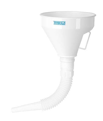 Automotive Flex Funnel with Hose | Wide Mouth Flexible Oil Funnel for Automotive Use - Gas, Transmission Fluid, Car Fuel, Oil Change (White) by Terbold