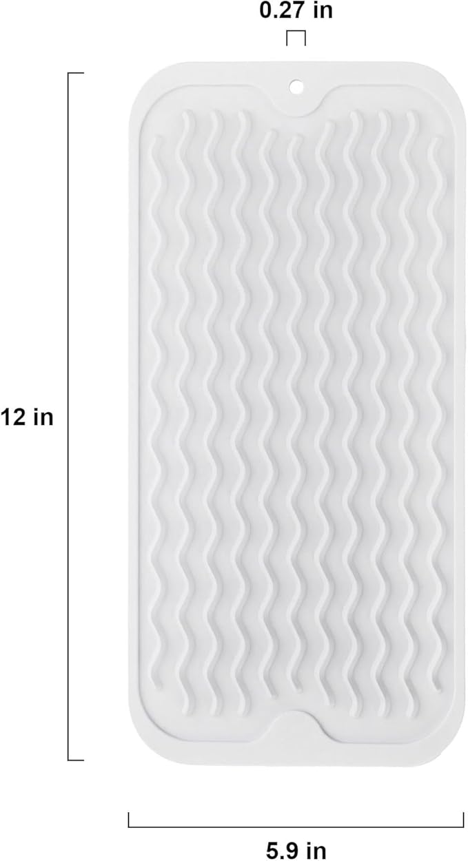 Silicone Dish Drying Mat for Multiple Usage, Easy clean, Eco-friendly, Heat-resistant Dish Drainer Mat for Kitchen Counter,Sink,Refrigerator or Drawer liner (12" x 6", Translucent) - Image 2