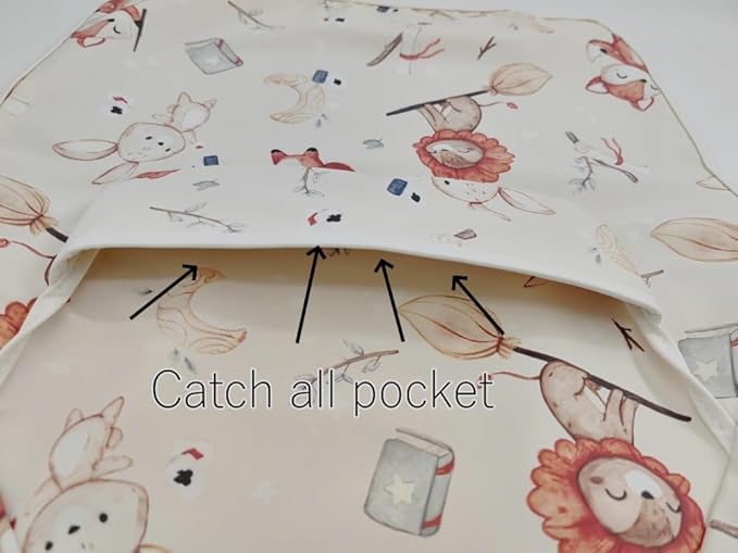 Waterproof Baby Bibs,Infant Toddler Extra Cover Feeding Bib With Food Catcher,Easy Clean & Washable