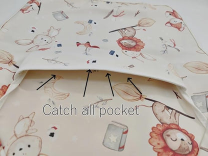 Waterproof Baby Bibs,Infant Toddler Extra Cover Feeding Bib With Food Catcher,Easy Clean & Washable