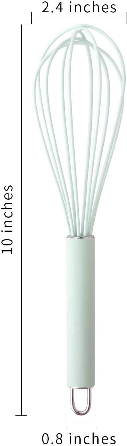 GorGin high temperature and easy to clean silicone whisk, stirrer, 10 inch, grip good grip design for Blending Whisking Beating Stirring Cooking Baking (1 Pack | blue) - Image 5