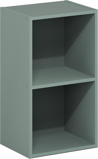 Furinno PASIR Book Shelf, 2-Tier Modern Bookshelf, Open Shelves Bookcase 9 x 12 x 21, Easy Assembly, for Living Room, Bedroom, Home Office, Sage Green - Image 5