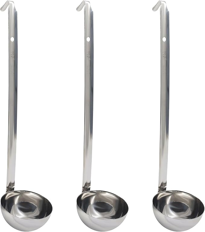 5 Oz Stainless Steel Ladle, 3 Pcs Sturdy Soup Ladle, 11.8" Long Handle Length for Stirring, Portioning and Serving Soup and Stew in Restaurants and Home (3.43" Bowl Diameter） by Auvotuis