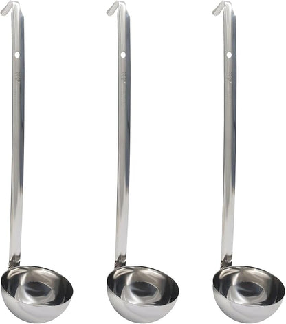 5 Oz Stainless Steel Ladle, 3 Pcs Sturdy Soup Ladle, 11.8" Long Handle Length for Stirring, Portioning and Serving Soup and Stew in Restaurants and Home (3.43" Bowl Diameter） by Auvotuis
