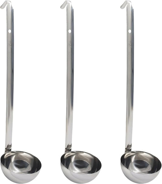 5 Oz Stainless Steel Ladle, 3 Pcs Sturdy Soup Ladle, 11.8" Long Handle Length for Stirring, Portioning and Serving Soup and Stew in Restaurants and Home (3.43" Bowl Diameter） by Auvotuis