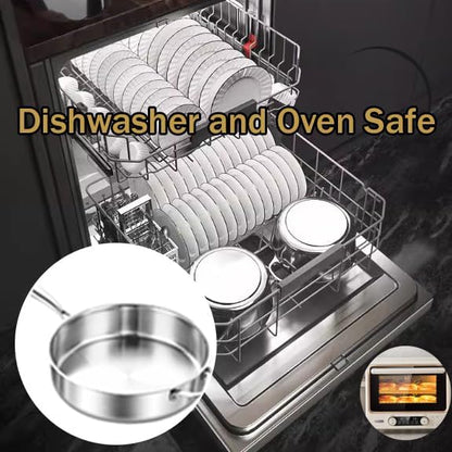 Toutrop Tri-Ply Stainless Steel 8 Quarts Sauté Pan with Lid,13 Inch Induction Deep Frying Pan,Large Skillet, Dishwasher And Oven Safe,Detachable Handle