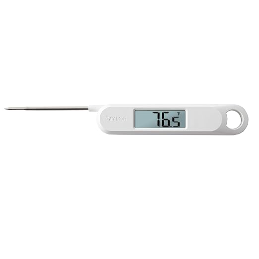 Taylor Folding Stem Display Food Instant Read Digital Thermometer, 0.7 Inch LCD Readout, White (1476WH) by Taylor