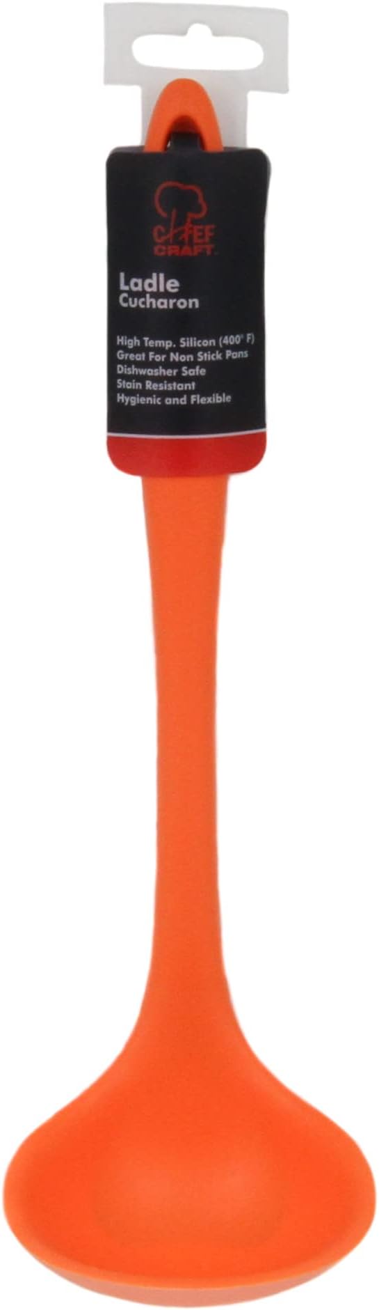 Chef Craft Premium Silicone Cooking Ladle, 11.25 inch, Orange - Image 2