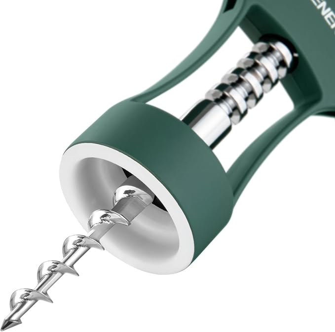 Beneno Wine Opener, Zinc Alloy Premium Wing Corkscrew with Multifunctional Bottles Opener, Sharp Wine Corkscrew with Ergonomic Non-Slip Wing Handle, Dark Green - Image 4