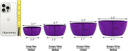 4-Piece Classic Plastic Prep Bowls with Lids, Nesting Plastic Small Mixing Bowl Set for Mixing, Baking, Prepping, Cooking and Serving Food, Microwave and Dishwasher Safe (Purple) - Image 2