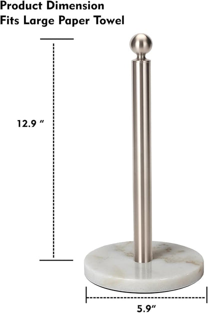 Paper Towel Holder Countertop, Standing Paper Towel Roll Holder for Kitchen Bathroom, with Weighted Base for One-Handed Operation (Marble Base, Brushed Nickel) - Image 5