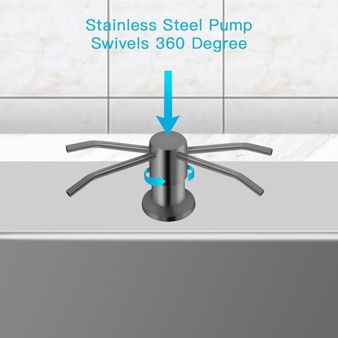 OHiHi Dish Soap Dispenser for Kitchen Sink, Countertop Sink Soap Dispenser Water Pump with 47” No-Spill Extension Tube Kit Design for Kitchen Bathroom, No More Refills （Gray） - Image 2