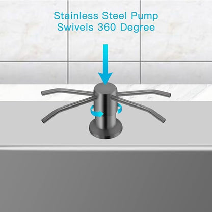 OHiHi Dish Soap Dispenser for Kitchen Sink, Countertop Sink Soap Dispenser Water Pump with 47” No-Spill Extension Tube Kit Design for Kitchen Bathroom, No More Refills （Gray） - Image 2