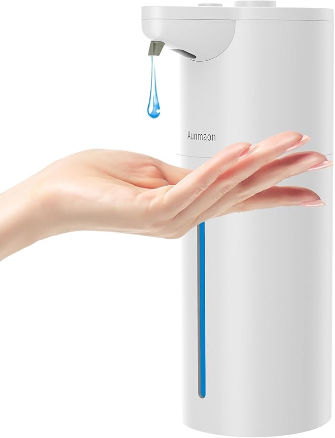Aunmaon Automatic Soap Dispenser Touchless, Modern, Kitchen & Bathroom, Hands-Free, Adjustable Volume, Long Battery Life, Compatible with Thick & Thin Soap, Easy for Toddlers, Clog-Free, White by Aunmaon