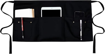 TiwerlfeServer Waist Aprons with 5 Pockets - 11.5 Inch Waterdrop & Oil Resistant Waitress Waiter Half Apron