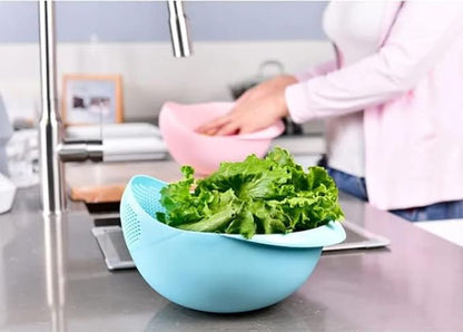 Kitchen Colander Bowl Combo Strainer for Rice, Pasta, Vegetables, Fruits (White)