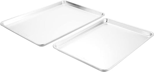 Nordic Ware Naturals Extra Large and Half Sheet Set - USA Made Aluminum Commercial Quality Sheet Pan for Baking or Roasting, Encapsulated Galvanized Steel Rim Prevents Warping, Big Sheet + Half Sheet by NordicWare