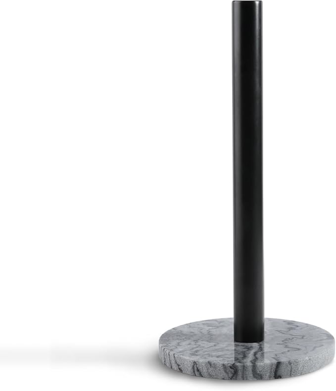 Koville African Marble Base Paper Towel Holder Countertop, Metal Rod 6" Marble Base Paper Towel Holder Stand for Kitchen Organization and Storage, Fit for Standard Size Rolls by Koville