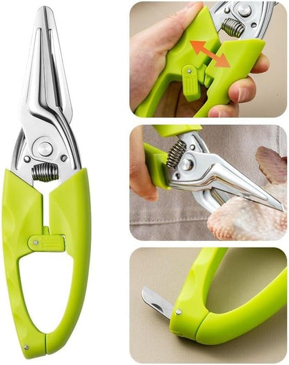 Multi Function Kitchen Garden Shears Spring-Loaded With Anti-Slip Handle & Safety Lock Cooking Scissors for Food Meat, Floral Trimming, Green - Image 3