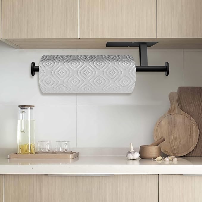 Paper Towel Holder Wall Mount - Self Adhesive No Drill or Drilling, SUS304 Stainless Steel - Kitchen, Bathroom, Sink, Pantry, Fridge(Black) - Image 7
