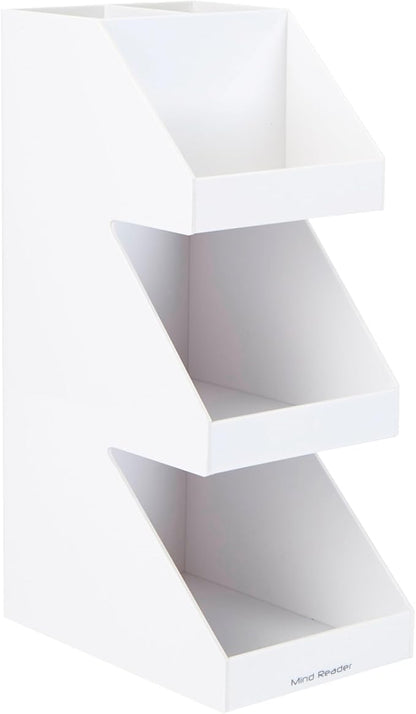 Mind Reader Coffee Tea Utensil and Condiment Station, Countertop Organizer, Coffee Bar, Kitchen, 6" L x 9" W x 16" H, White (Pack of 2) - Image 7