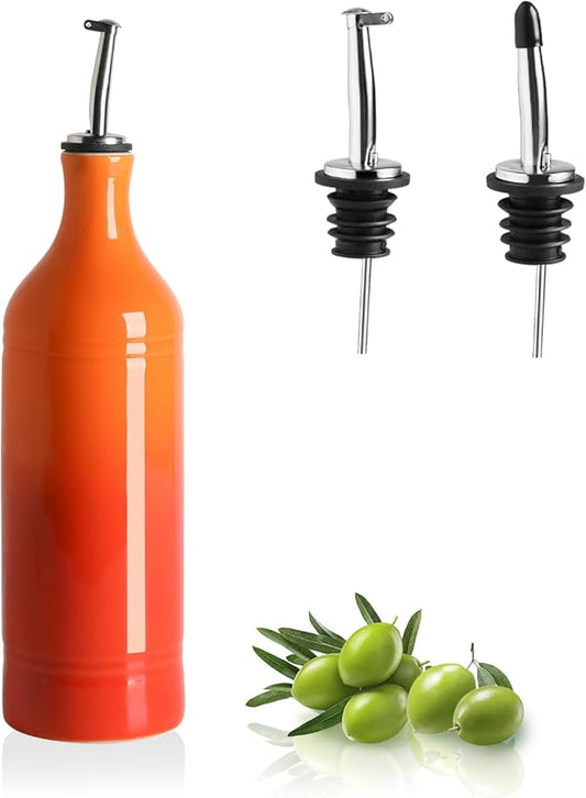 Sweejar Large Ceramic Olive Oil Dispenser Bottle, Opaque Oil Cruet Protects to Reduce Oxidation, Suitable for Storage Vinegar, Soy Sauce & Other Liquids, Pack of 1, 24 Fl Oz(Gradient Orange) by Sweejarco1949