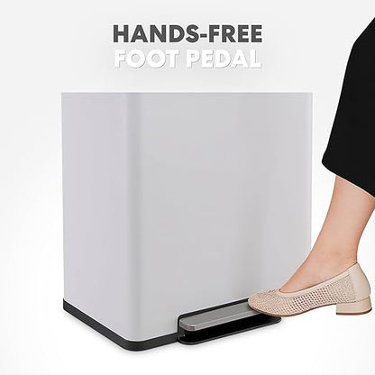 Simpli-Magic Infinity Edge 60 Liter / 16 Gallon Rectangular Hands-Free Extra Large Kitchen Step Trash Can, Soft-Close Single Lid Recycling Bin, Stainless Steel, White, 79680 - Image 4