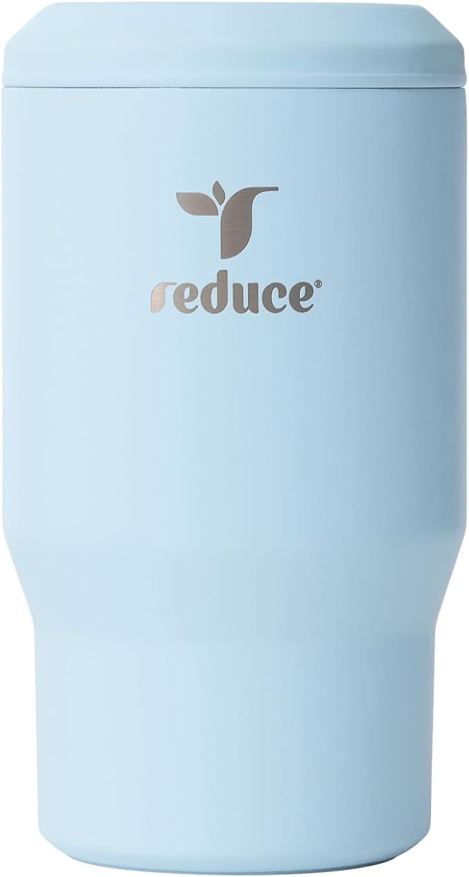 Reduce 4-in-1 Drink Cooler - Versatile Can & Bottle Holder with Vacuum Insulation - Keeps Drinks Cold Up to 4 Hours - Includes Bottle Opener - Fits Cupholders & Dishwasher Safe - 14oz - Cloud Blue