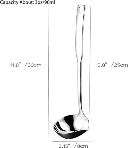 Soup Ladle 304 Stainless Steel Heavy Ladle with Pour Spout for Soups, Serving, Cooking, Stews and More 11.8 inch - Image 2