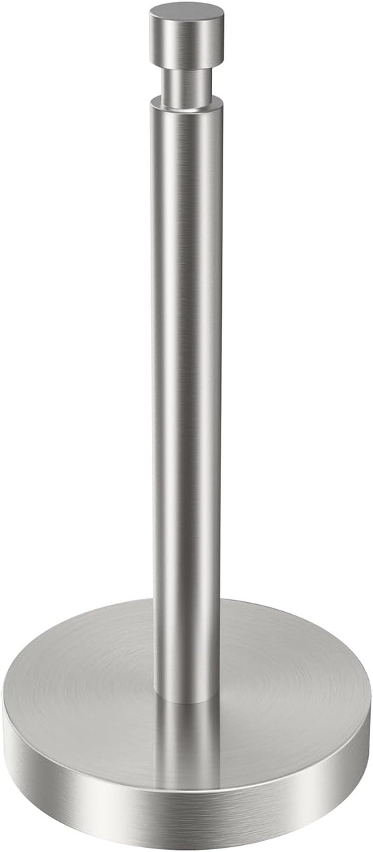 YUMORE Paper Towel Holder Countertop, Counter Paper Towel Holder with Weighted Base Non Slip, Standing Paper Towel Roll Holder for Modern Kitchen Bathroom, Stainles Steel (Brushed Nickel) by YUMORE