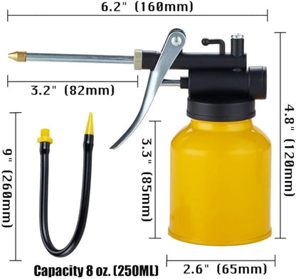 Hand Pump Oiler Can Professional Level 8 oz. Capacity Pump Oiler with Metal & Long Flex Spout - Image 7