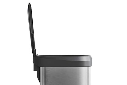 Garvee 13 gal / 50 L Stainless Steel Trash Can with Lid, Large Garbage Can for Kitchen, Rustproof Step-on Kitchen Metal Trash Bin with Liner Rim, Rear Handle, Soft Close Plastic Lid, Silver - Image 4